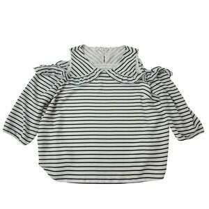Maurices Womens Striped Cold Shoulder Ruffle Blouse Black White Size 3 XL